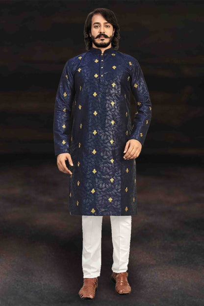 Navy Blue Colour Kurta Pajama In Art Silk VSKP1210007