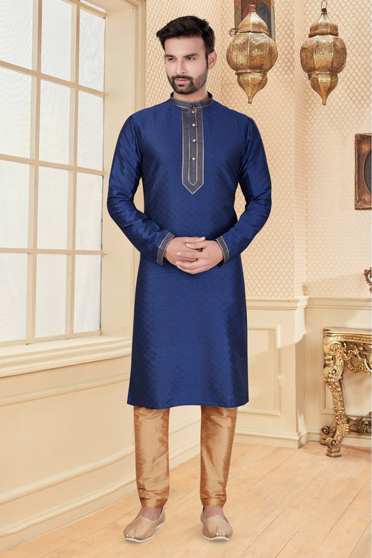 Navy Blue Colour Kurta Pajama In Jacquard Fabric VSKP1040102