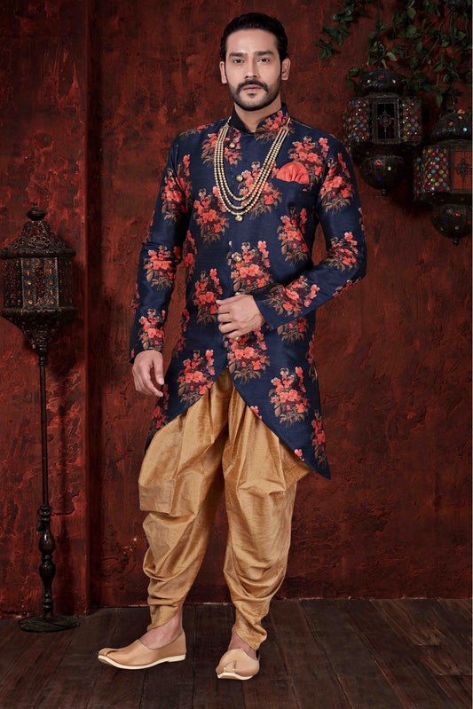 Navy Blue Colour Kurta Pajama In Silk Fabric VSKP1040030