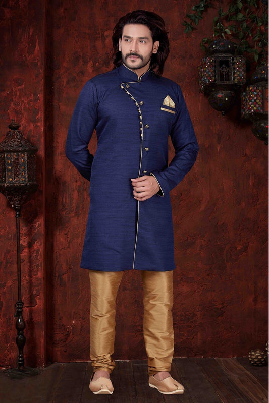 Navy Blue Colour Kurta Pajama In Silk Fabric VSKP1040038