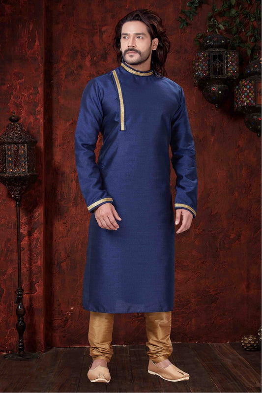 Navy Blue Colour Kurta Pajama In Silk Fabric VSKP1040048