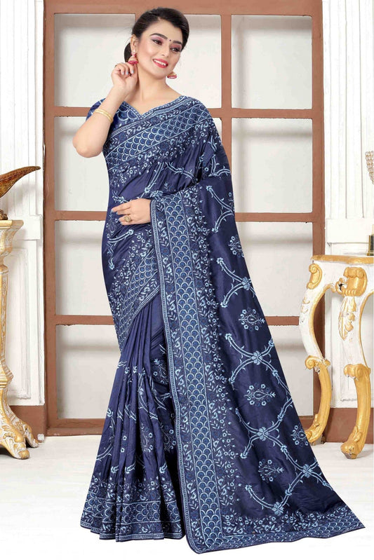 Navy Blue Colour Modal Silk Designer Saree VSSD1090178