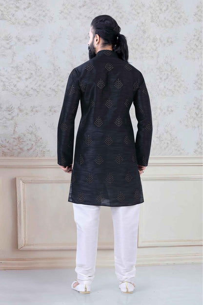 Navy Blue Colour Silk Festival Wear Kurta Pajama VSKP1130043