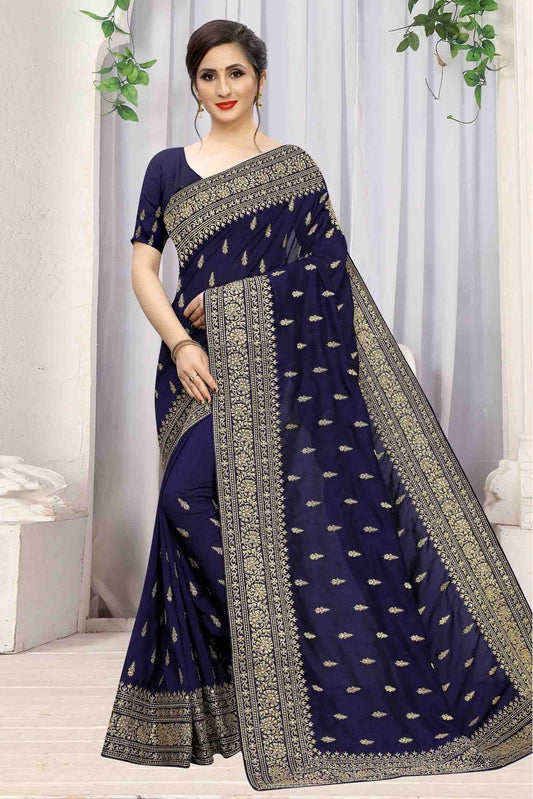 Navy Blue Colour Vichitra Silk Designer Saree VSSD1090067