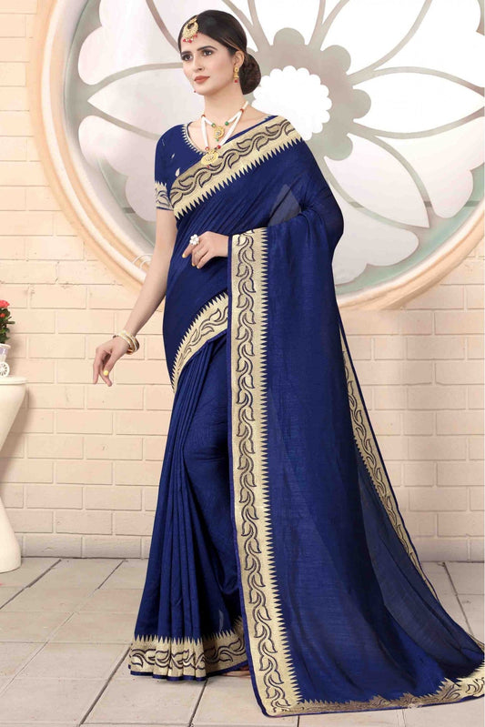 Navy Blue Colour Vichitra Silk Designer Saree VSSD1120734