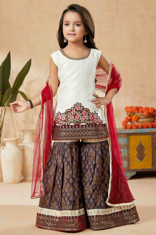 Off White Colour Art Silk Sharara Suit VSGW1070744