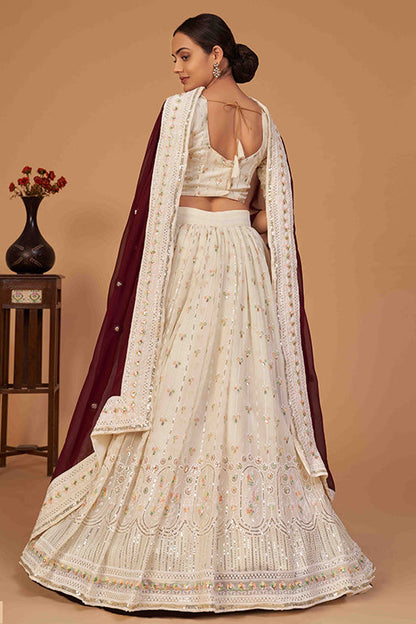 Off White Colour Georgette Designer Lehenga Choli VSLC1240094