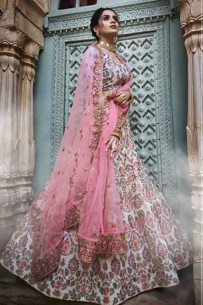 Off White Colour Georgette Sequins Work Lehenga Choli
