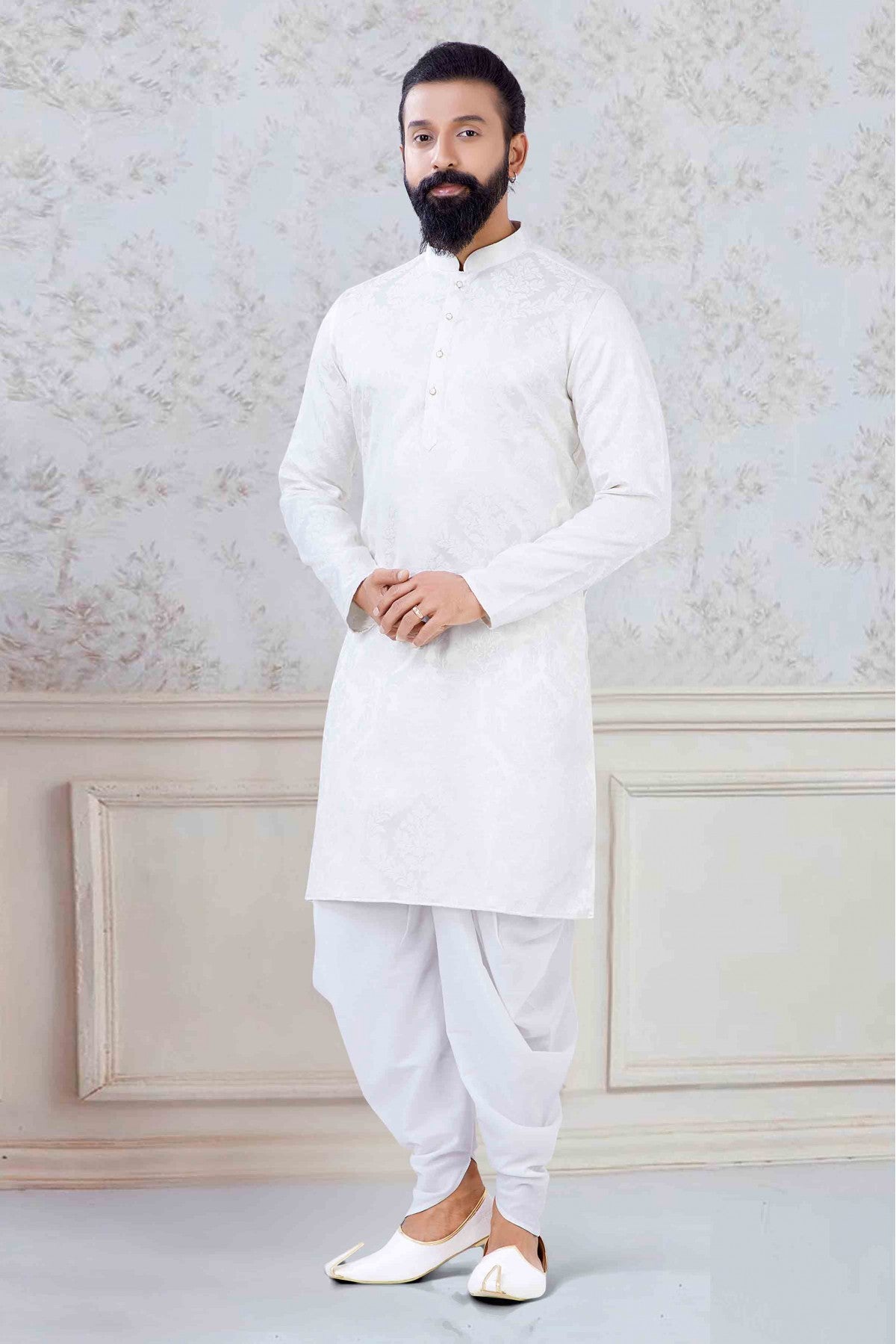 Off White Colour Jacquard Festival Wear Dhoti Kurta VSKP1130060