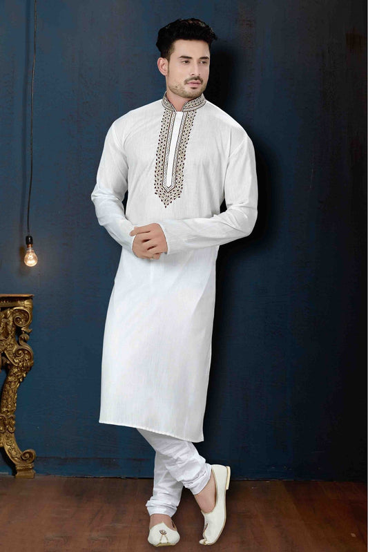Off White Colour Kurta Pajama In Cotton Fabric VSKP1040062
