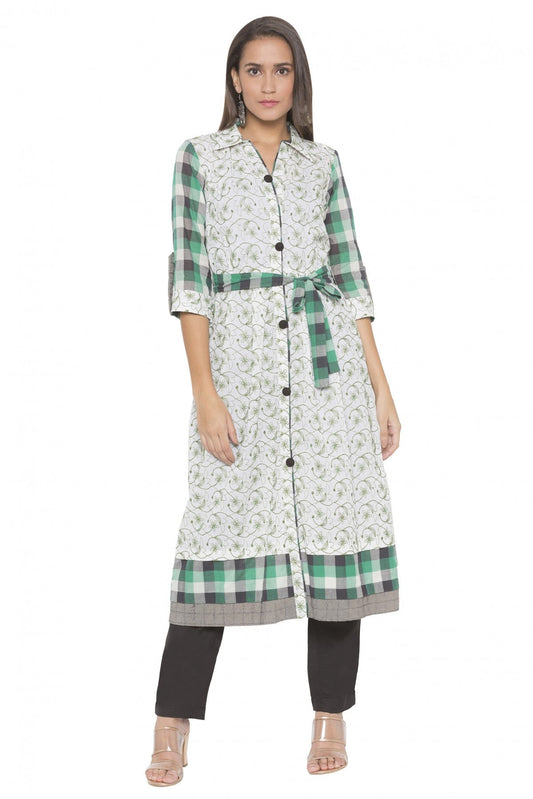 Off White Colour Plus Size Cotton Embroidery Kurta Set VSKR1070539