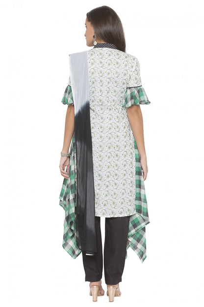 Off White Colour Plus Size Stitched Cotton Embroidery Pant Style Suit VSSS1070248