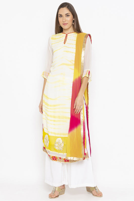 Off White Colour Plus Size Stitched Georgette Embroidery Palazzo Pant Suit VSSS1070242