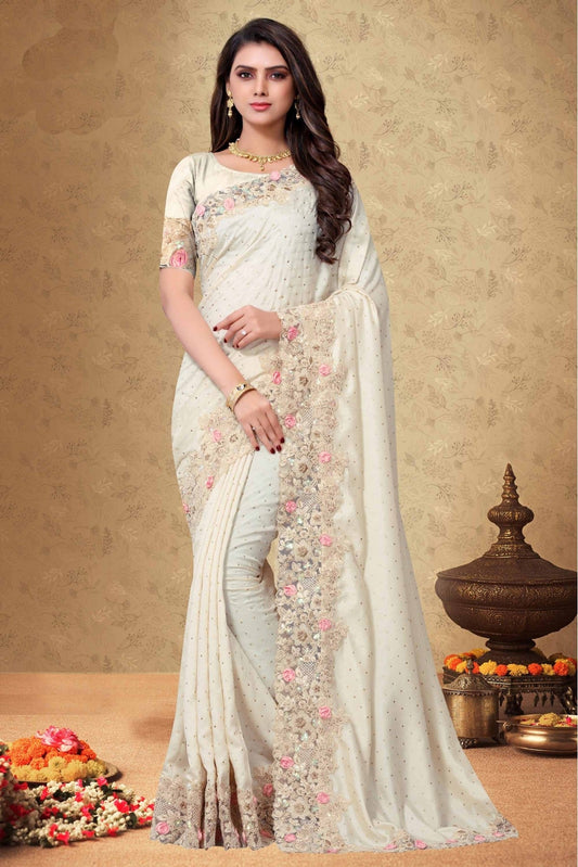 Off White Colour Rangoli Silk Designer Saree VSSD1120042