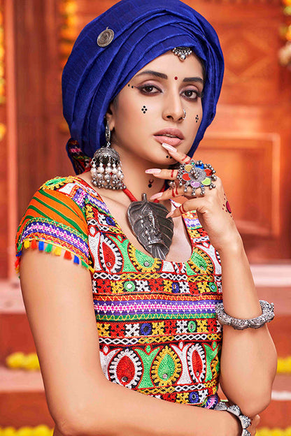 Orange Colour Cotton Silk Navratri Lehenga Choli VSLC1240076