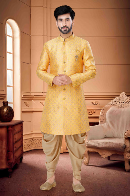 Orange Colour Indo Western In Silk Fabric VSSH1130142