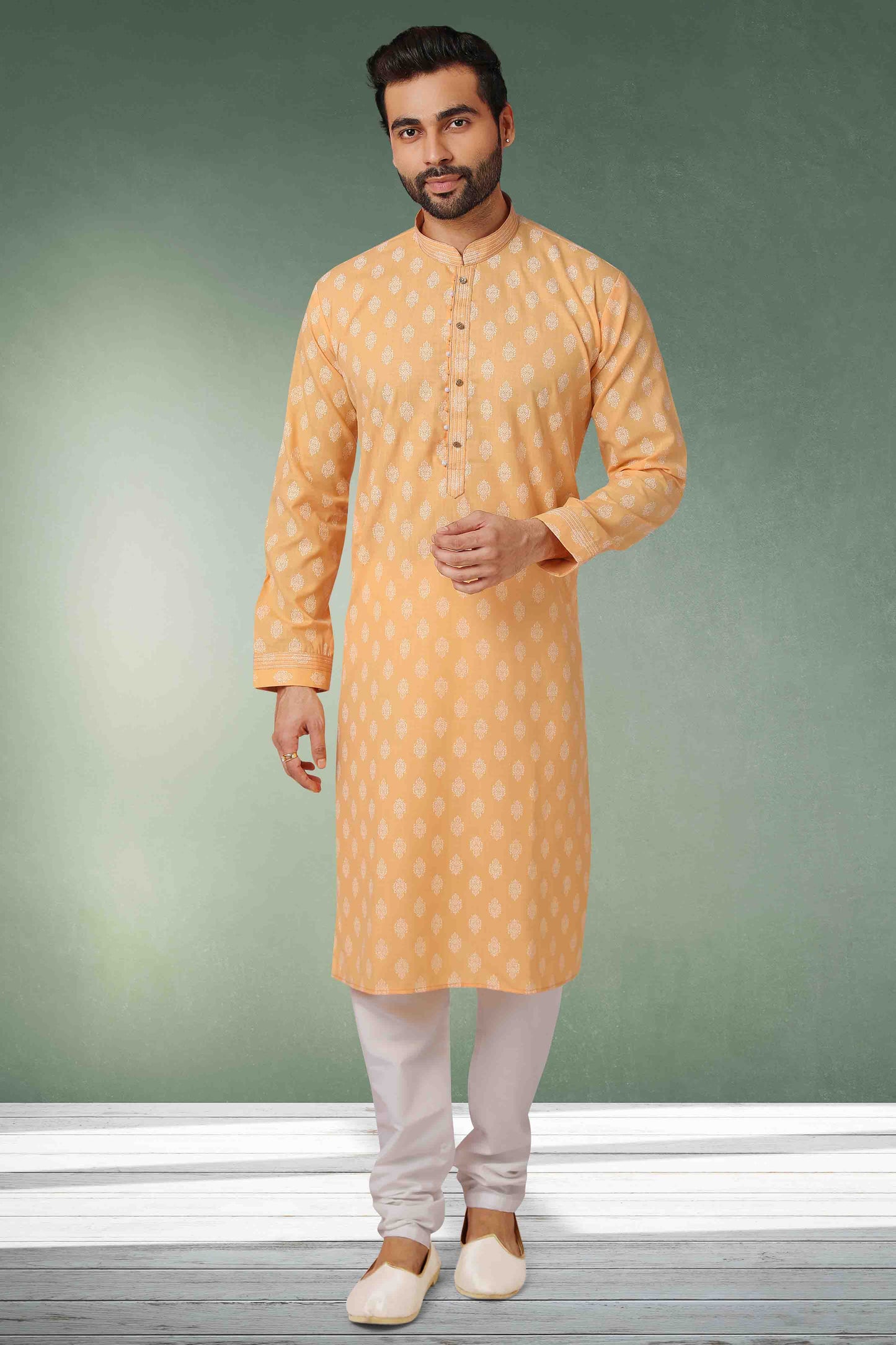 Orange Colour Kurta Pajama In Cotton VSKP1210115