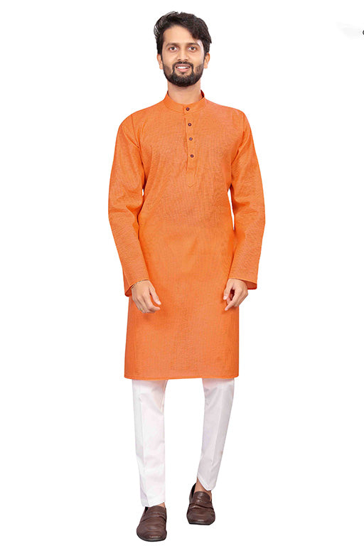 Orange Colour Kurta Pajama In Cotton VSKP1210197