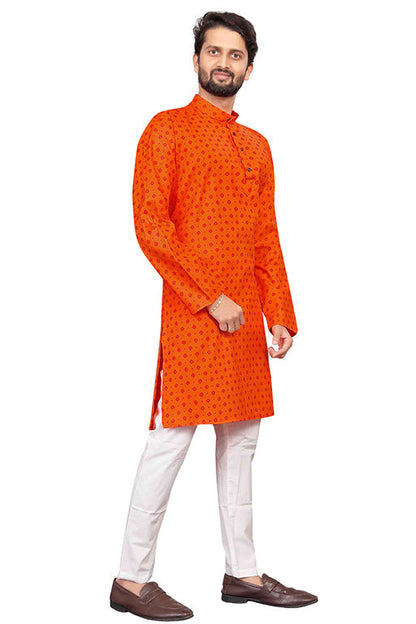 Orange Colour Kurta Pajama In Cotton VSKP1210199