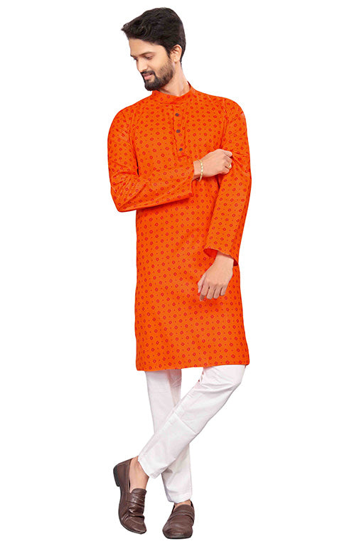 Orange Colour Kurta Pajama In Cotton VSKP1210199