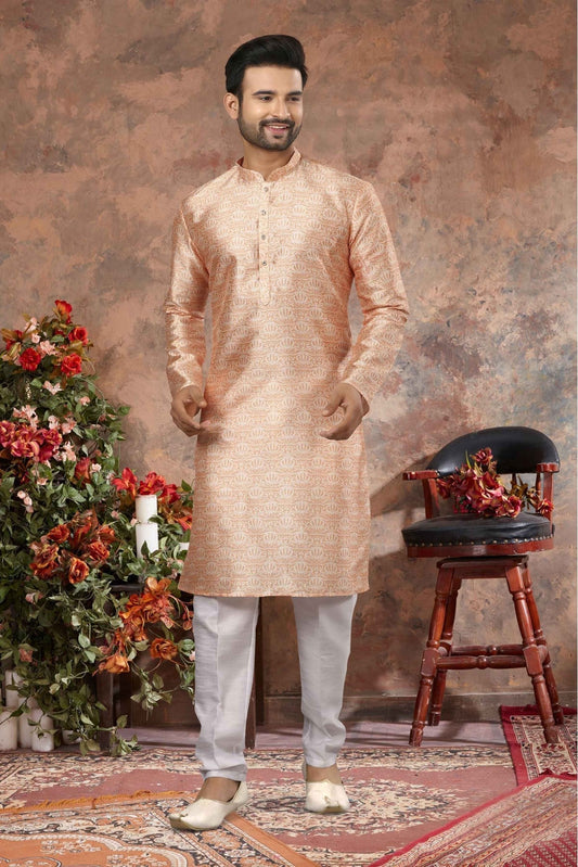 Orange Colour Kurta Pajama In Silk Fabric VSKP1040159