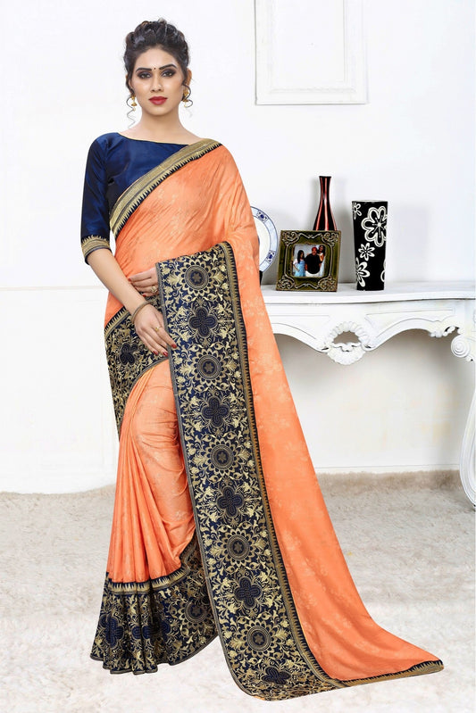 Orange Colour Silk Jacqaurd Embroidery Saree VSSD1120827