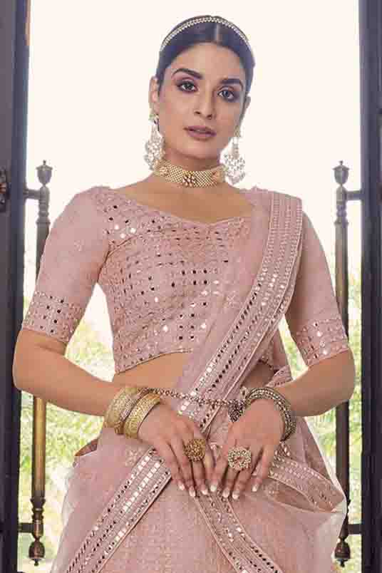 Peach Colour Georgette Thread Work Lehenga Choli