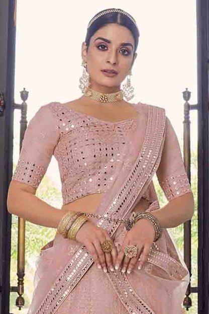 Peach Colour Georgette Thread Work Lehenga Choli