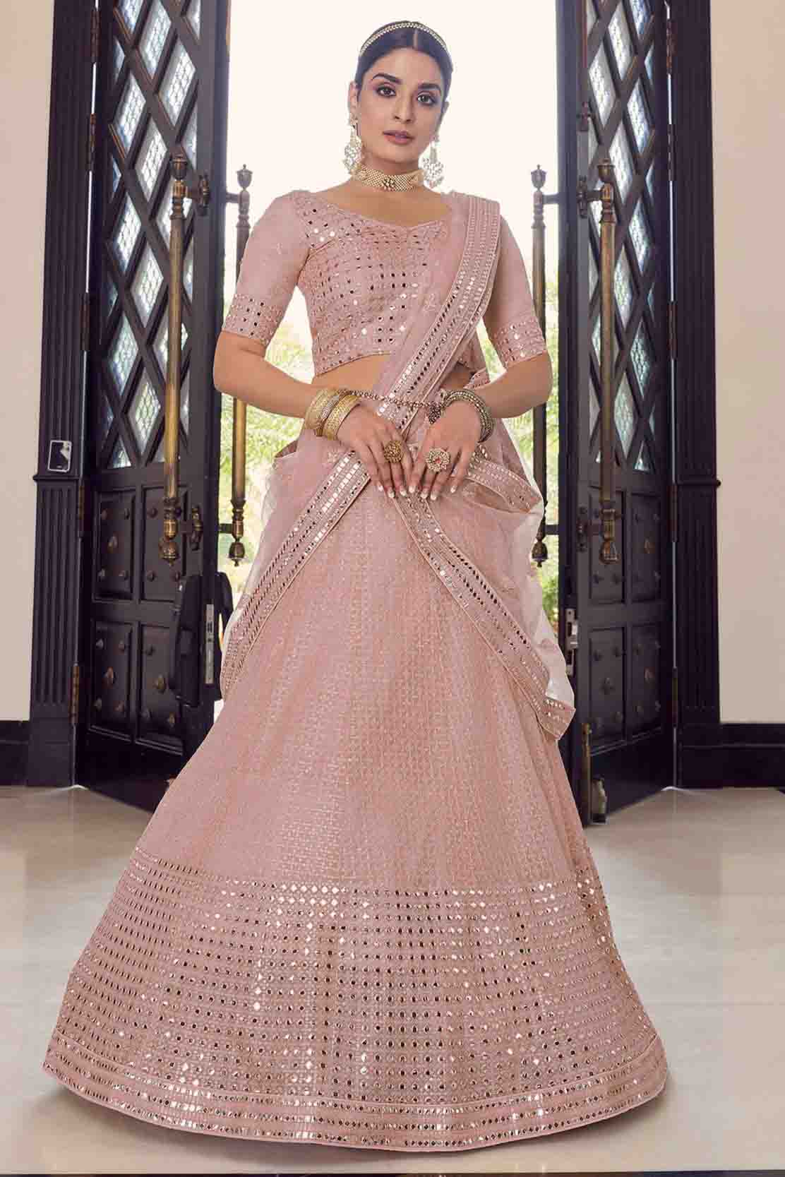 Peach Colour Georgette Thread Work Lehenga Choli