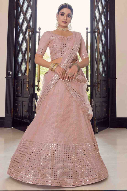 Peach Colour Georgette Thread Work Lehenga Choli