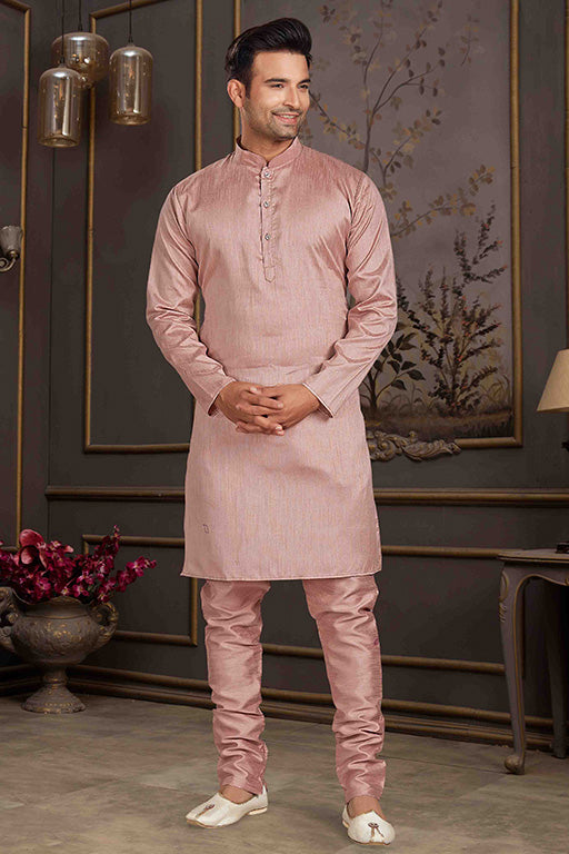 Peach Colour Kurta Pajama In Silk Mastani VSKP1210158