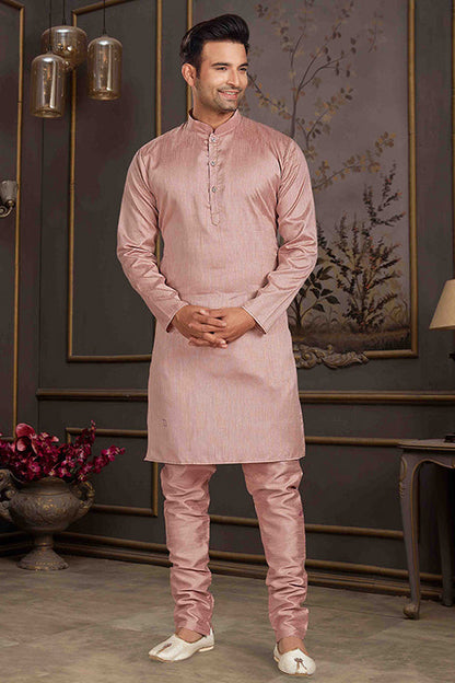 Peach Colour Kurta Pajama In Silk Mastani VSKP1210158