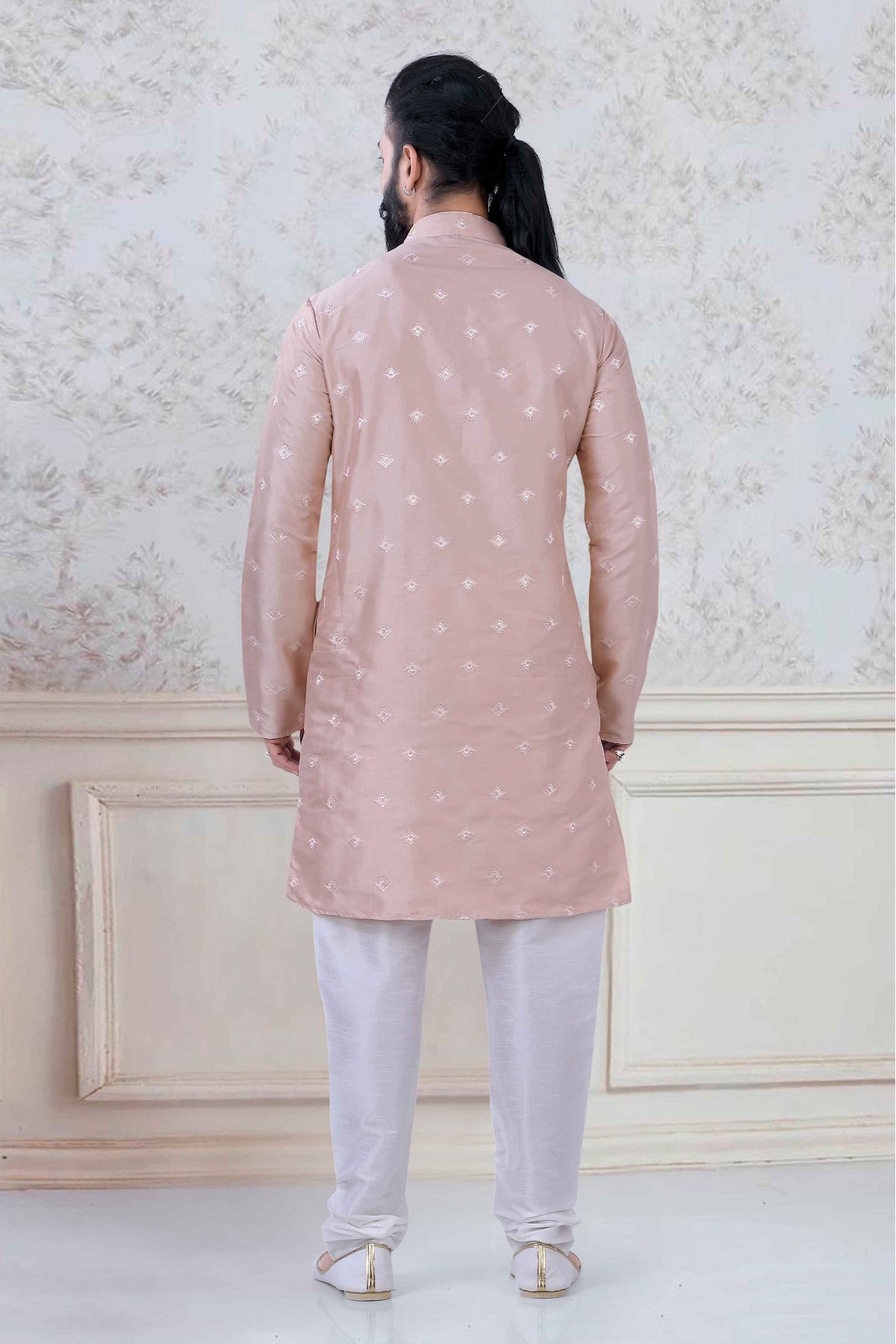 Peach Colour Silk Festival Wear Kurta Pajama VSKP1130045