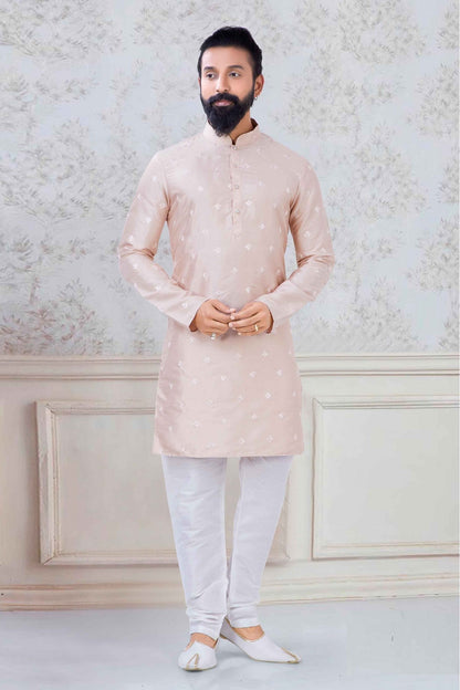 Peach Colour Silk Festival Wear Kurta Pajama VSKP1130045