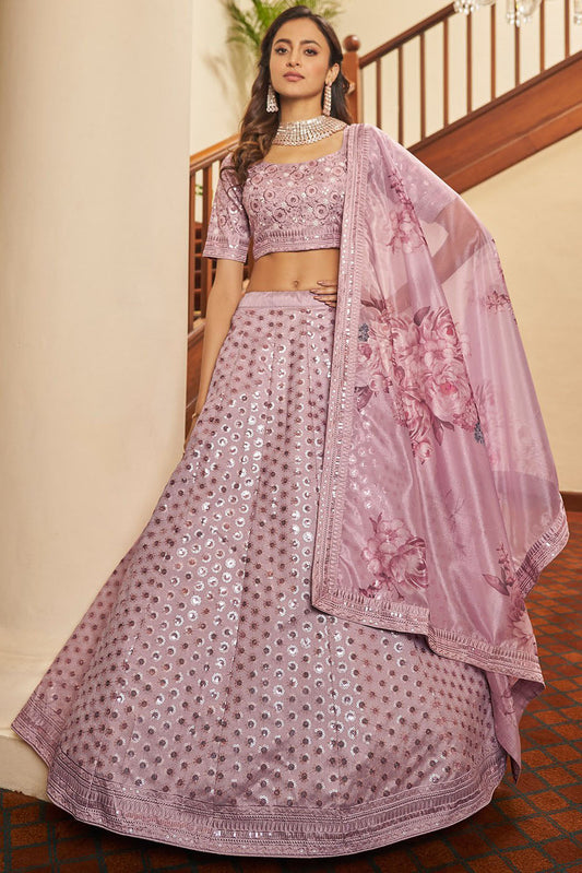 Pink Colour Art Silk Embroidery Lehenga Choli VSLC1150091