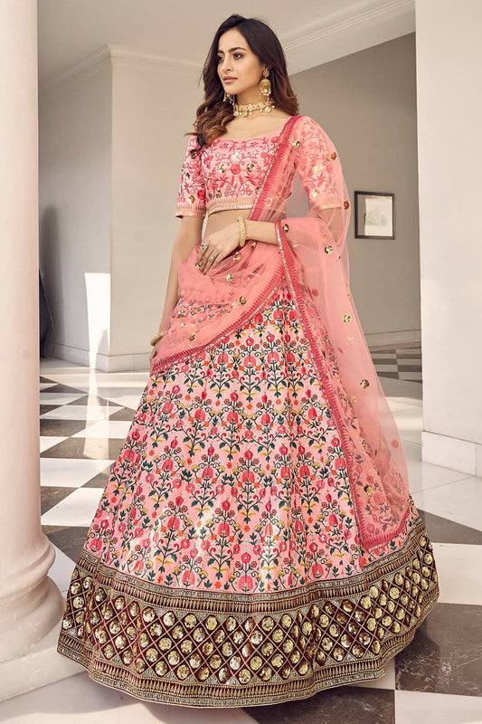 Pink Colour Art Silk Embroidery Lehenga Choli VSLC1150100