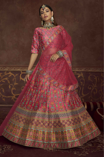 Pink Colour Art Silk Embroidery Lehenga Choli VSLC1150113