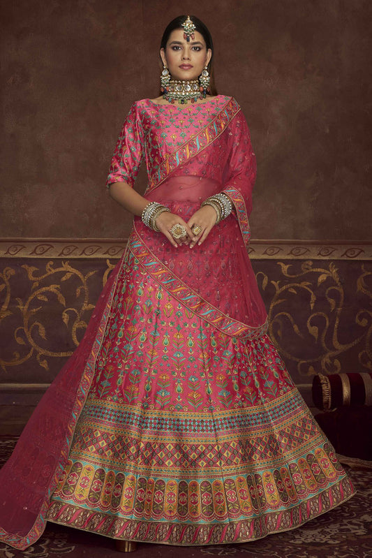 Pink Colour Art Silk Embroidery Lehenga Choli VSLC1150113