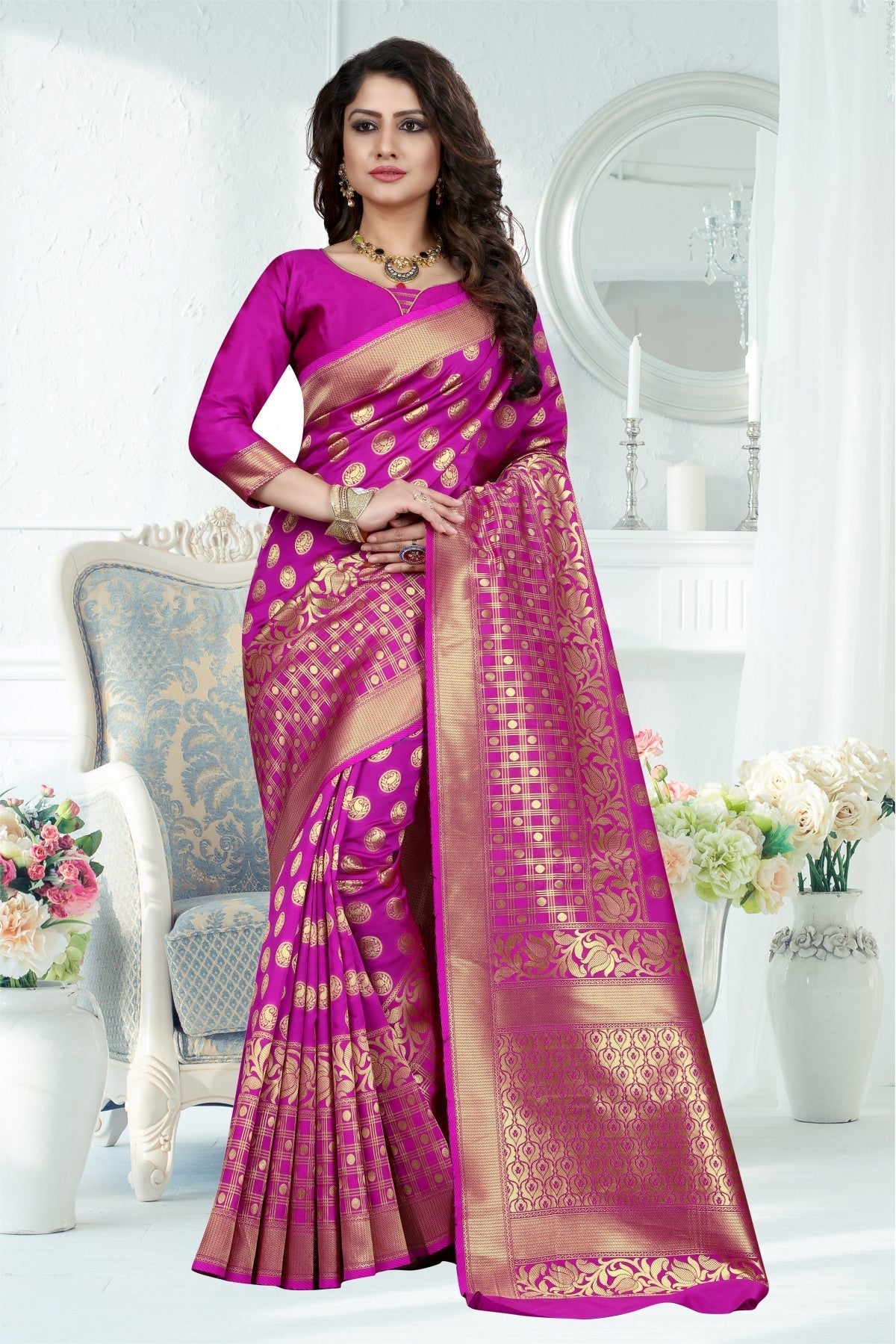 Pink Colour Banarasi Art Silk Woven Saree VSSD1120783