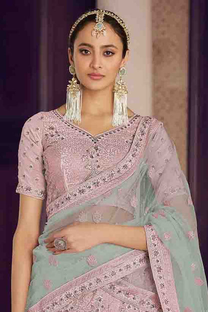 Pink Colour Crepe Thread Work Lehenga Choli