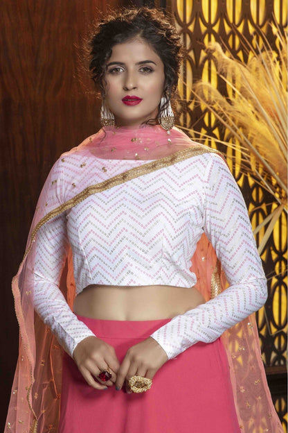 Pink Colour Diamond Georgette Plain Lehenga Choli VSLC1150035