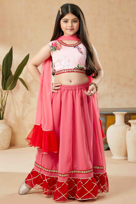 Pink Colour Faux Georgette Lehenga Choli VSGW1070746