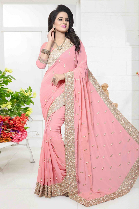 Pink Colour Georgette Designer Saree VSSD1090336