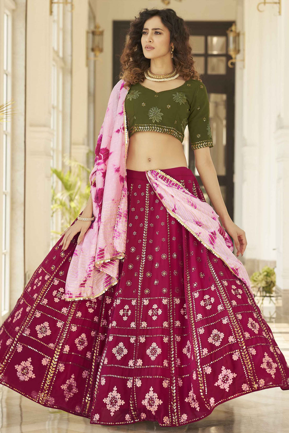 Pink Colour Georgette Embroidery Lehenga Choli VSLC1150126