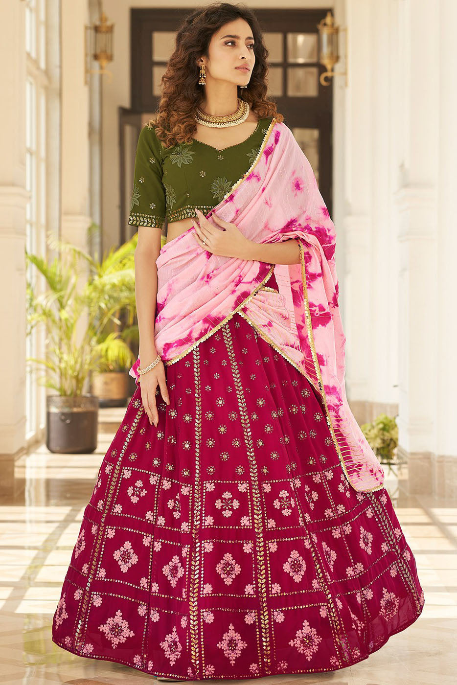Pink Colour Georgette Embroidery Lehenga Choli VSLC1150126
