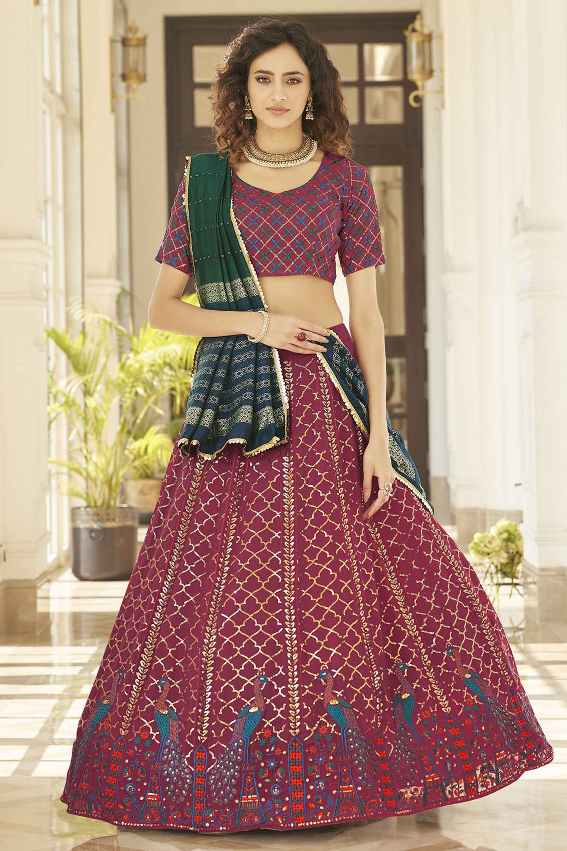 Pink Colour Georgette Embroidery Lehenga Choli VSLC1150128