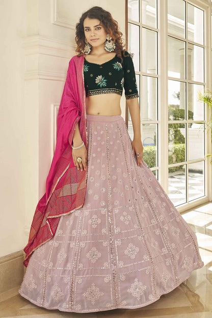 Pink Colour Georgette Embroidery Lehenga Choli VSLC1150131