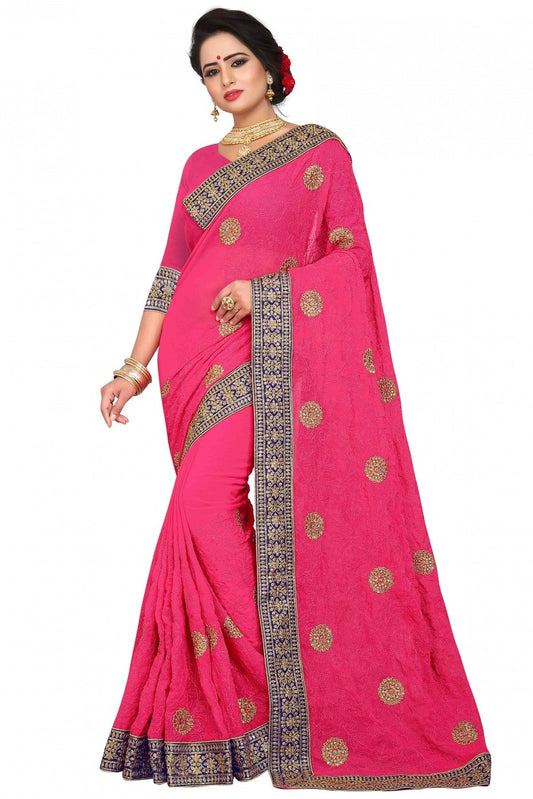 Pink Colour Georgette Embroidery Saree VSSD1120121
