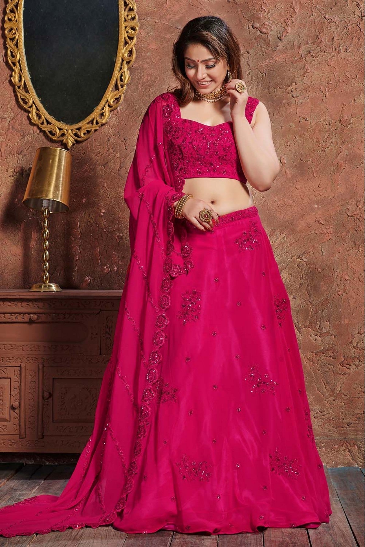 Pink Colour Georgette Lehenga Choli VSLC1010047