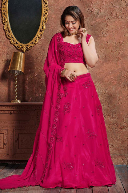 Pink Colour Georgette Lehenga Choli VSLC1010047